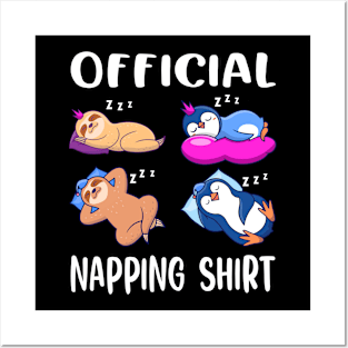 Sloth and Penguin Napping Shirt Pajamas Kids Girls Boys Gift Posters and Art